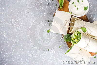 Vegan fresh tortilla wraps with vegetable Stock Photo
