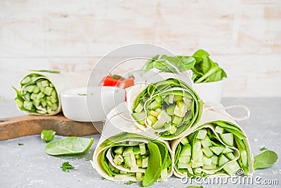 Vegan fresh tortilla wraps with vegetable Stock Photo