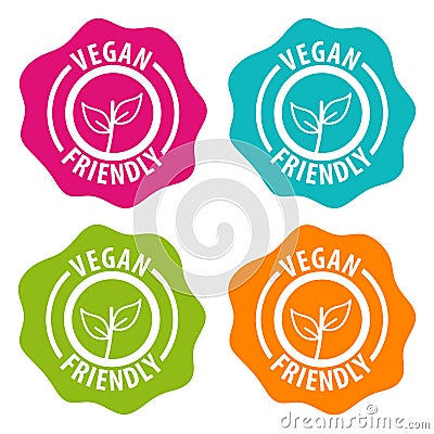 Vegan friendly Badges. Eps10 Vector. Vector Illustration