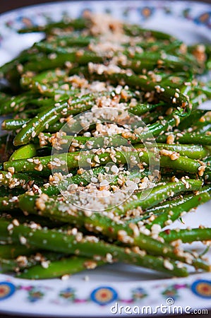 Vegan green bean salad Stock Photo