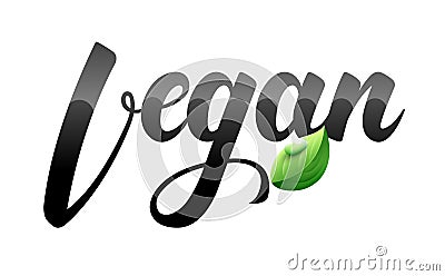 Vegan hand lettering design Cartoon Illustration