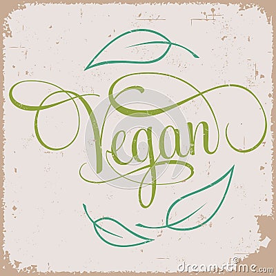 VEGAN hand lettering Vector Illustration