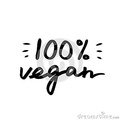 100 vegan handwritten poster. Vector Illustration