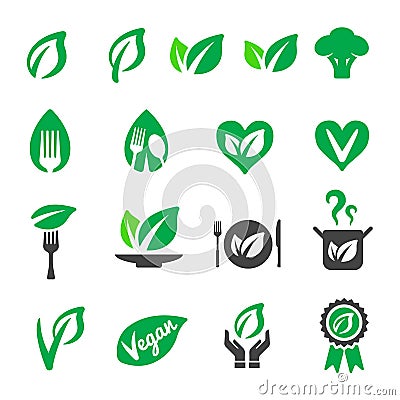 vegan icon set Vector Illustration