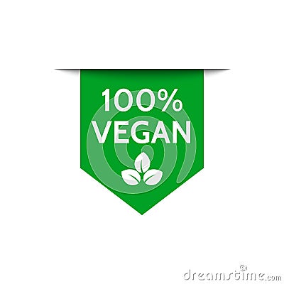Vegan labels. Vegetarian 100 percent tags. Vector veggie tags for healthy product market or opganic shop. Vector Illustration