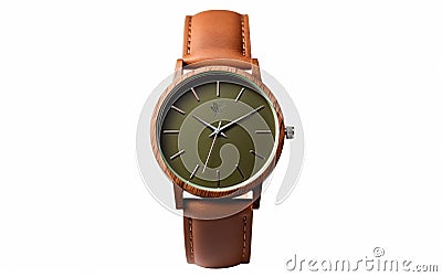 Vegan Leather Timepiece on White Background Stock Photo