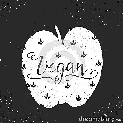 Vegan lettering illustrations Vector Illustration