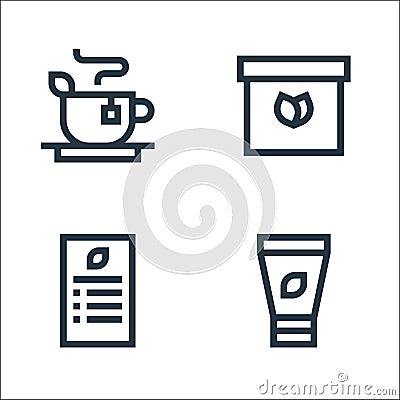 vegan line icons. linear set. quality vector line set such as body cream, menu, box Vector Illustration
