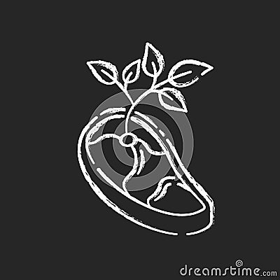 Vegan meat chalk white icon on black background Vector Illustration