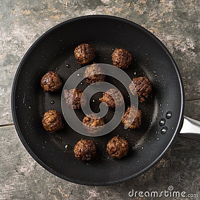 Vegan meatballs in a pan Stock Photo