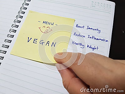 Vegan menu for better health, boost immunity, reduce inflammation, healthy weight Stock Photo