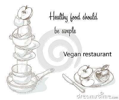 Vegan menu cover concept Vector Illustration