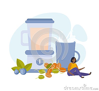 Vegan Milk Flat Composition Vector Illustration