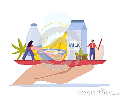 Vegan Milk Flat Composition Vector Illustration
