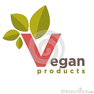 Vegan products emblem Vector Illustration