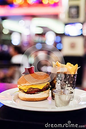 Vegan quinoa burger in a restaurant Stock Photo