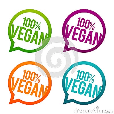 100% vegan round Buttons. Circle Eps10 Vector. Vector Illustration