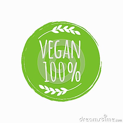 Vegan round logo. Bio, eco food design. Vector illustration Vector Illustration