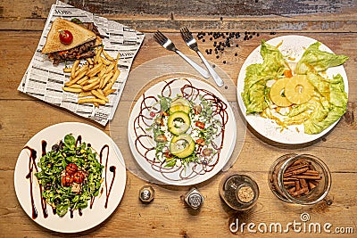 vegan salad recipes with a heura sandwich with chips Stock Photo