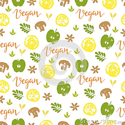 Vegan seamless pattern Vector Illustration