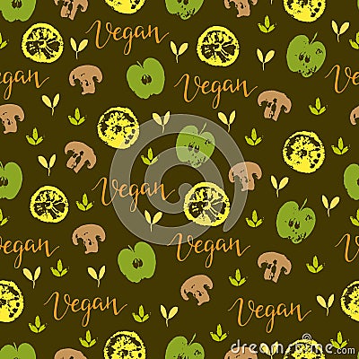 Vegan seamless pattern Vector Illustration