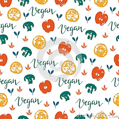 Vegan seamless pattern Vector Illustration