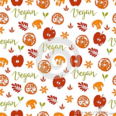 Vegan seamless pattern Vector Illustration