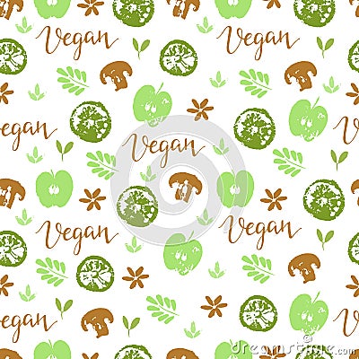 Vegan seamless pattern Vector Illustration