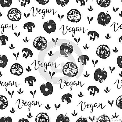 Vegan seamless pattern Vector Illustration