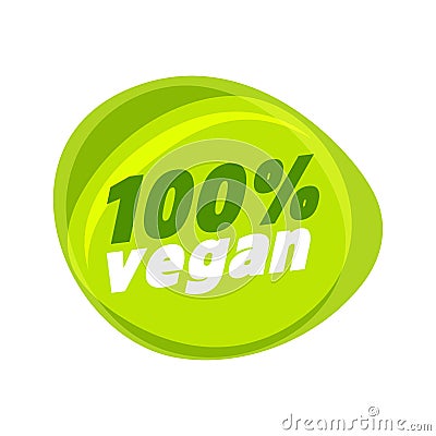 100% vegan sign. Vegan product element green label Vector Illustration