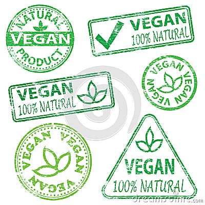 Vegan Stamps Cartoon Illustration