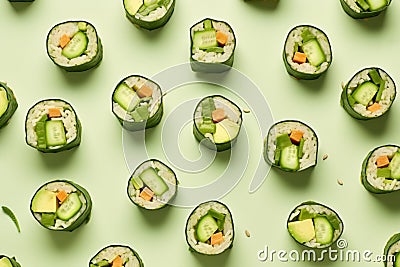 Vegan sushi maki rolls with cucumber, carrot and avocado Stock Photo