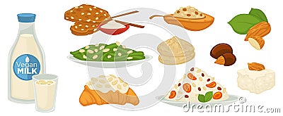Vegan and vegetarian food and beverages vector Vector Illustration