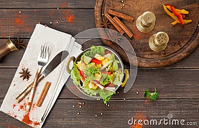 Vegan and vegetarian indian restaurant dish, fresh vegetable salad Stock Photo