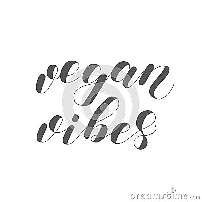 Vegan vibes. Lettering illustration. Cartoon Illustration