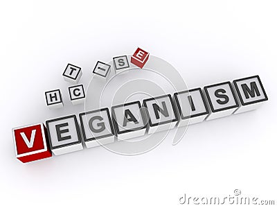 veganism word block on white Stock Photo