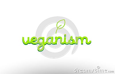 veganism word concept with green leaf logo icon company design Stock Photo
