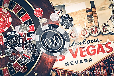 Vegas Casino Roulette Concept Stock Photo