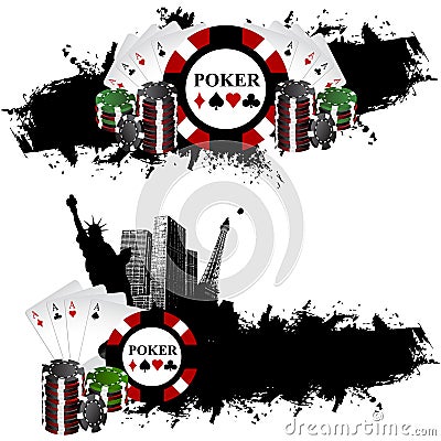 Vegas city gambling banner Stock Photo