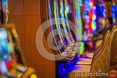 Vegas Row of Slot Machines Editorial Stock Photo