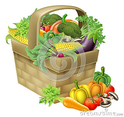 Vegetable Basket Vector Illustration