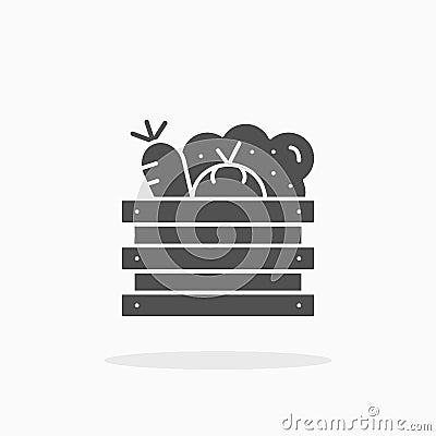 Vegetable Box icon. Solid or Glyph Style Vector Illustration