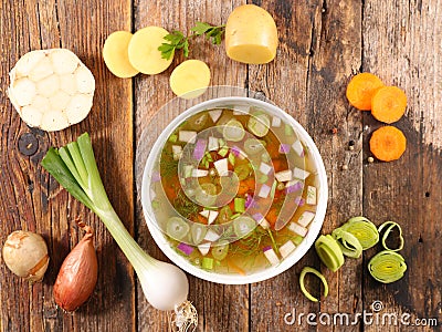 Vegetable broth, vegetable soup Stock Photo