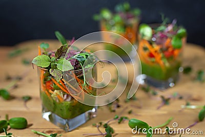 Vegetable cocktail with microgrin. Healthy food. Vegetarian Stock Photo