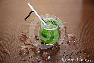 Vegetable cocktail on a wood backgroun Stock Photo