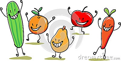 Vegetable dancers Vector Illustration