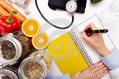 Vegetable diet nutrition and medication concept. Nutritionist of Stock Photo