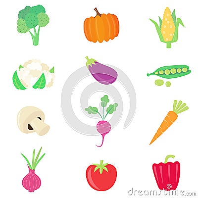 Vegetable food set Vector Illustration