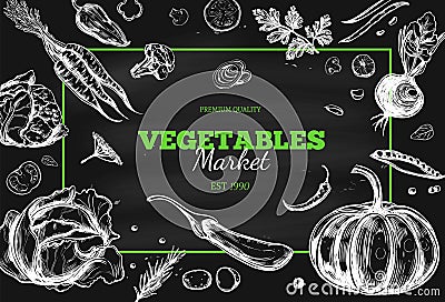 Vegetable frame. Vector 1 Vector Illustration