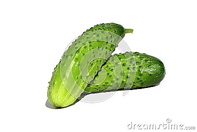 Two cucumbers lie on a white background Stock Photo